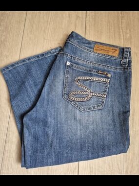 Seven7 Women's Blue Denim Jeans - Signature Embroidered Back Pocket